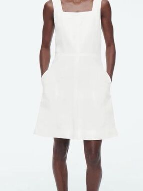 COS White Square-Neck Mini Linen Dress sz 12